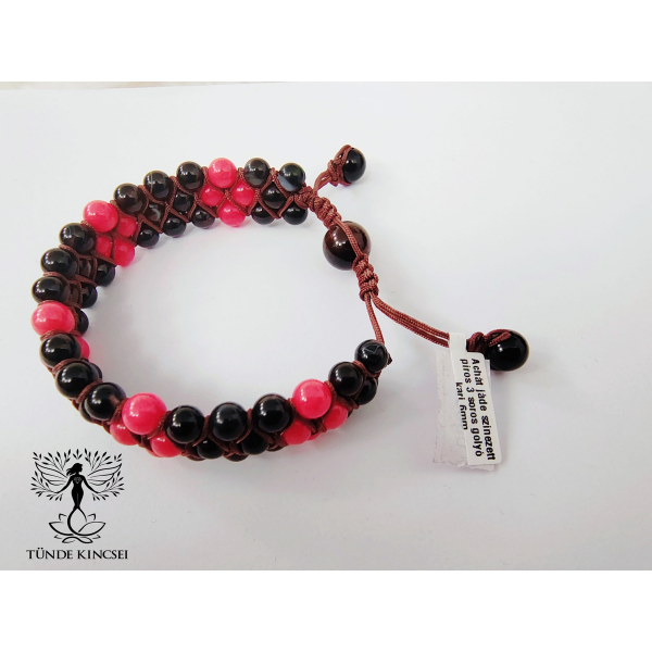 Jáde ónix piros fekete karkötő